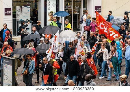 Political March During A French Nationwide Day Against Macrow Labor Law