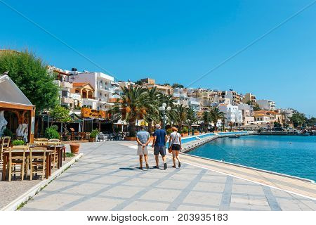 Sitia, Crete, Greece - June 11, 2017: The Pictursque Port Of Sitia, Crete, Greece. Sitia Is A Tradit