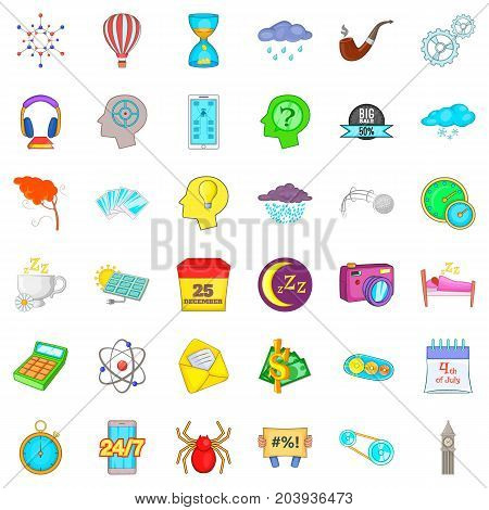 Wall clock icons set. Cartoon style of 36 wall clock vector icons for web isolated on white background