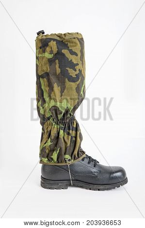 Military boots with sleeves Shoe covers for boots. Protective sleeve against the snow above the boot