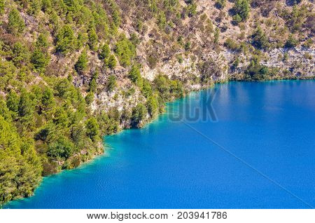 The Blue Lake in a dormant volcanic maar - Mount Gambier, SA, Australia