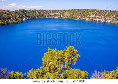 The Blue Lake in a dormant volcanic maar - Mount Gambier, SA, Australia