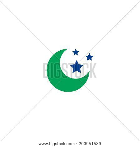 Moon flat icon. Single high quality symbol of line halloween vector for web design or mobile app. Color sign of party for design logo. Single pictogram on white background