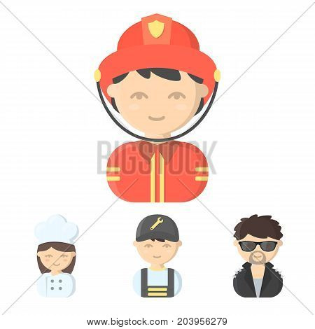 Mechanic, entertainer, cook, fireman.Profession set collection icons in cartoon style vector symbol stock illustration .