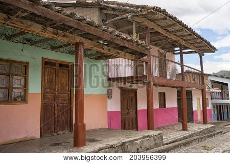 March 12 2017 Vilcabamba Ecuador: old rustic architecture all through the popular tourist destination town