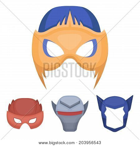 Helmet, mask on the head.Mask super hero set collection icons in cartoon style vector symbol stock illustration .