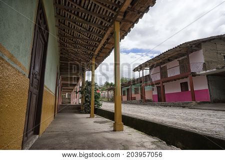 March 12 2017 Vilcabamba Ecuador: colonial architecture in the remote indigenous town known for longevity