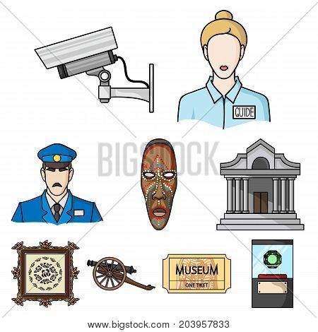 Museum set icons in cartoon style. Big collection of museum vector symbol stock