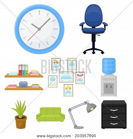 Office furniture and interior set icons in cartoon design. Big collection of office furniture and interior vector symbol stock illustration