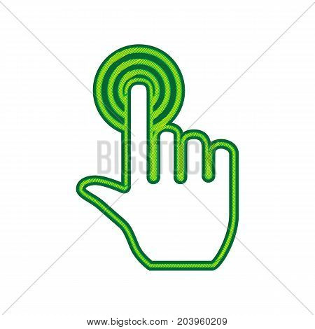 Hand click on button. Vector. Lemon scribble icon on white background. Isolated