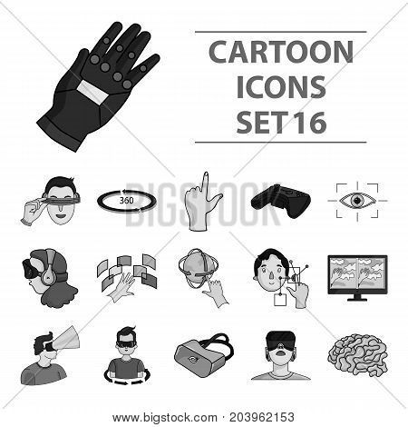 Virtual reality set icons in monochrome design. Big collection of virtual reality vector symbol stock illustration