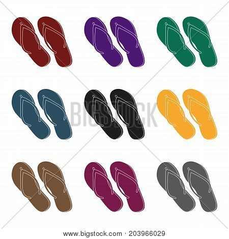 Green flip-flops icon in black design isolated on white background. Brazil country symbol stock vector illustration.