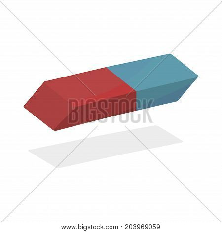Blue Orange Rubber Eraser Realistic Vector. eraser for a pencil realistic on a white background.