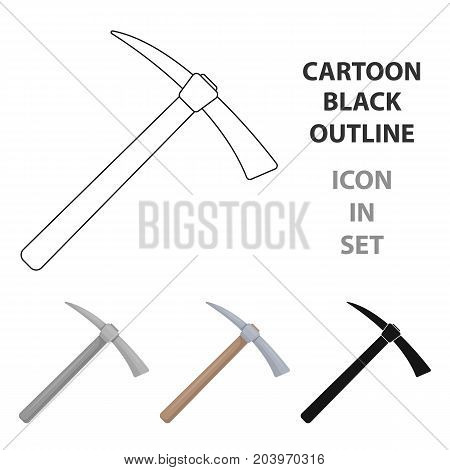 Iron pick with wooden wooden handle. The criminals tool for killing.Prison single icon in cartoon style vector symbol stock web illustration.