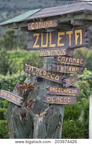 tourism sigm in the Zuleta village a popular destination