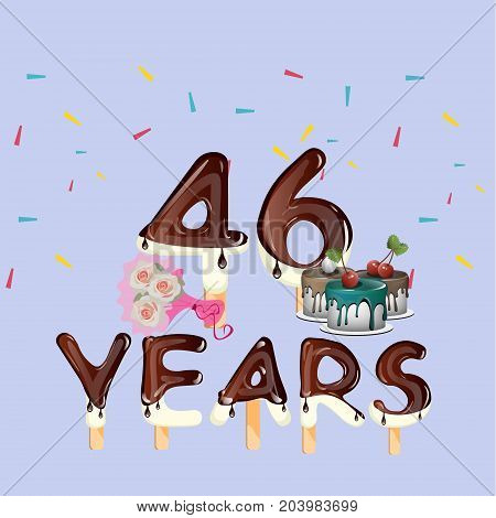 46th years Happy Birthday card. Vector illustration