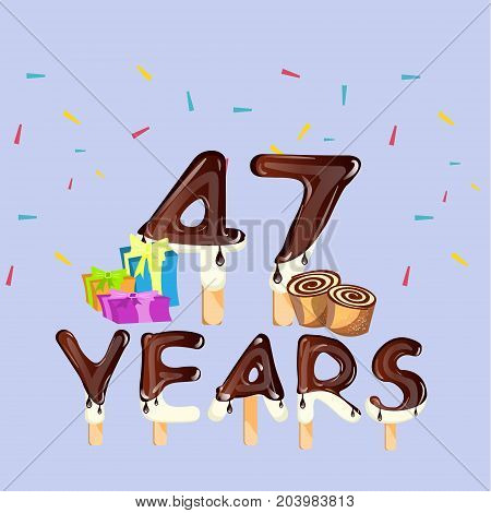 47th Years Happy Birthday card. Vector illustration