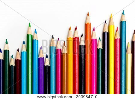 colored crayon pencil, stationary, art, on white background