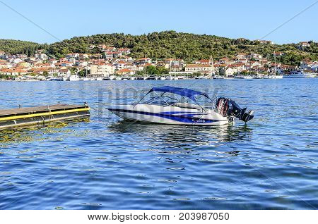 TROGIR, CROATIA - JULY 11, 2017: Canal in the city of Trogir Croatia