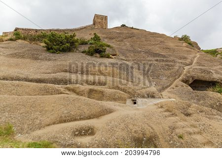 Monastery David Goreji large cave complex in Kakheti Georgia on the border with Azerbaijan
