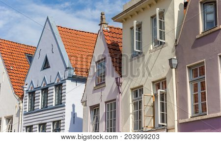 Colorful Houses In The Historic Schnoor District Of Bremen