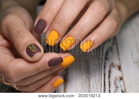 Cropped View Of Female Hands, Color Of 2019 Concept