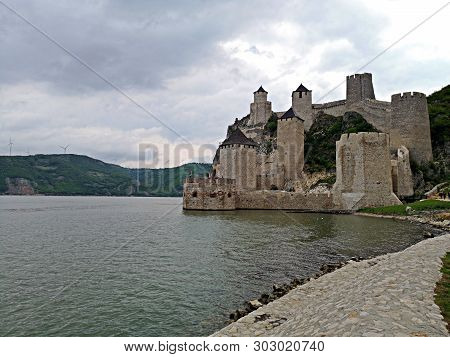 Golubac Fortress In Serbia On The Danube Shore. 
Golubac Fortress - Was A Medieval Fortified Town On