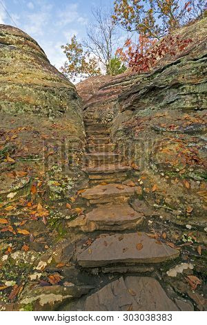 Man Made Steps In A Rocky Trail In The Garden Of The Gods In Shawnee National Forest In Southern Ill
