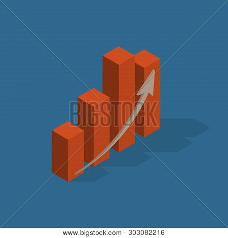 Minimal Isometric Bar Chart Illustration With Trend Arrow