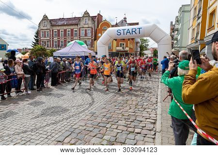 Czluchow, Pomorskie / Poland - May, 25, 2019: Tura Run - Street Competition In A Small Town. Athleti