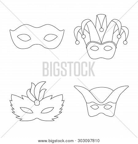 Vector Illustration Of Masquerade  And Mystery Symbol. Collection Of Masquerade  And Festival Stock 