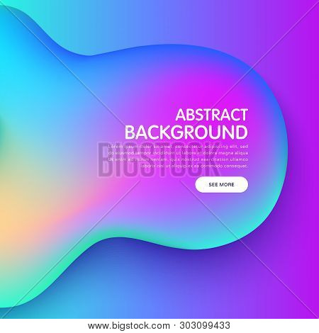 Banner With Trendy Colorful Liquid Gradients. Fluid Colorful Bubble. Modern Artwork Shapes From Acry