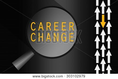 Career Change Word With Yellow Arrow, 3d Rendering