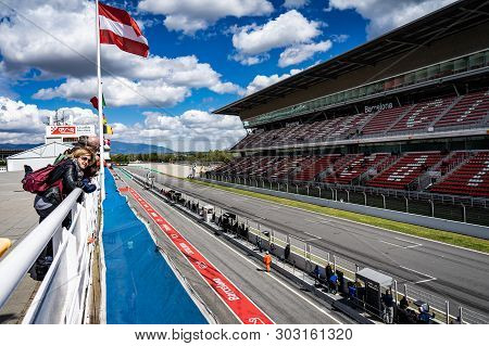 April 2019: Montmelo Catalonia Circuit In Montjuic Spirit Barcelona Circuit Car Show.