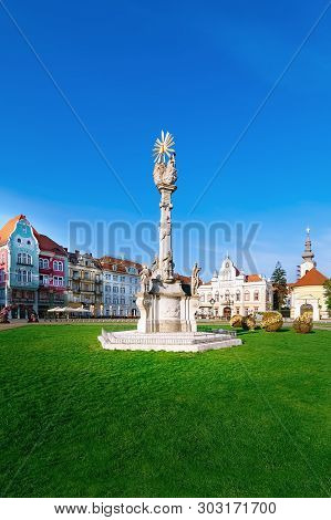 Statue Of The Holy Trinity On Union Square (piata Unirii) In Timisoara, Romania