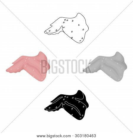 Hicken Wing Icon In Cartoon, Black Style Isolated On White Background. Meats Symbol Stock Vector Ill