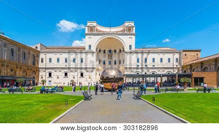 Vatican City - May 07, 2018: Sphere Within Sphere - Bronze Sculpture By Italian Sculptor Arnaldo Pom