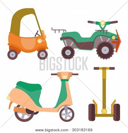 Different Urban Park Activity Sport Wheel Devices, Vehicles And Park Transport Vector Illustration S