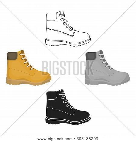 Hiking Boots Icon In Cartoon, Black Style Isolated On White Background. Shoes Symbol Stock Vector Il