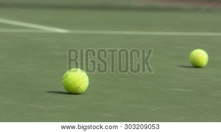 Tennis Balls On The Court As Background
