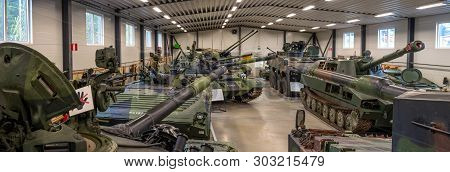 Parola, Finland - May 2, 2019: Tank Museum In The City Of Parola. Exposition Of The Museum In Pavili