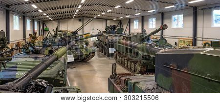 Parola, Finland - May 2, 2019: Tank Museum In The City Of Parola. Exposition Of The Museum In Pavili