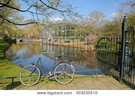 Reflections Of The Glasshouses Of The Botanical Garden (hortus Botanicus), Plantage, Amsterdam, Neth