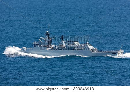 Sydney, Australia - October 11, 2013: Kd Jebat (f 29) Lekiu-class Guided Missile Frigate Serving In 