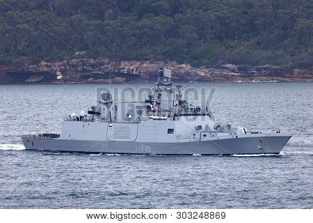 Sydney, Australia - October 11, 2013: Ins Sahyadri (f49) Shivalik-class Stealth Multi-role Frigate O