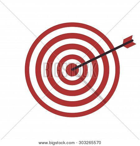Success Hit Of Target With Arrow. Sport Target Illustration Or Business Concept.