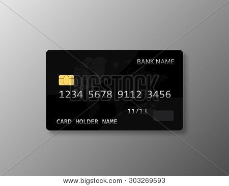 Realistic Bank Card Template Isolated. Finace Object Plastic Card.