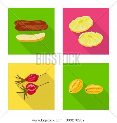 Vector Design Of Fruit And Dried  Icon. Set Of Fruit And Food  Stock Symbol For Web.