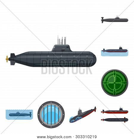 Vector Illustration Of Boat And Navy Icon. Collection Of Boat And Deep   Vector Icon For Stock.