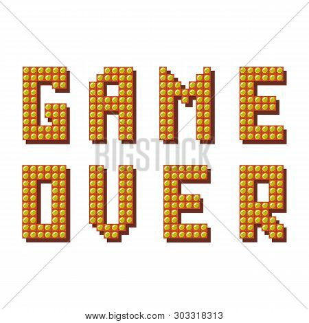 Retro Pixel Game Over Sign On White Background. Gaming Concept. Video Game Screen.